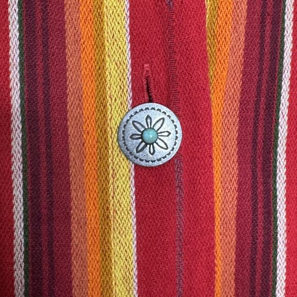 Silverado Shirt Women XL Serape Striped Western Silver Tone Button USA Cotton - Picture 4 of 14